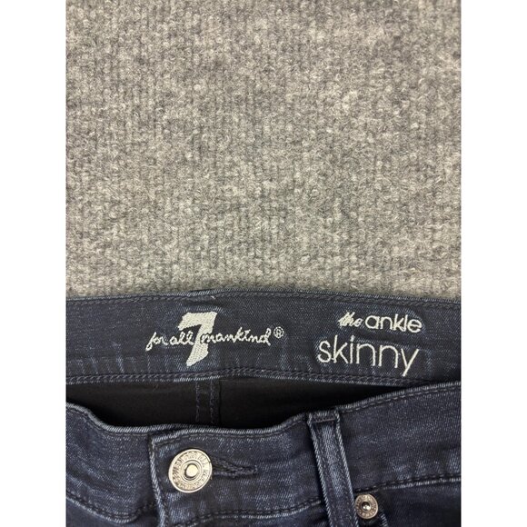 7 For All Mankind Jeans Womens 28 Dark Wash The Ankle Skinny Stretch Denim - Picture 2 of 9